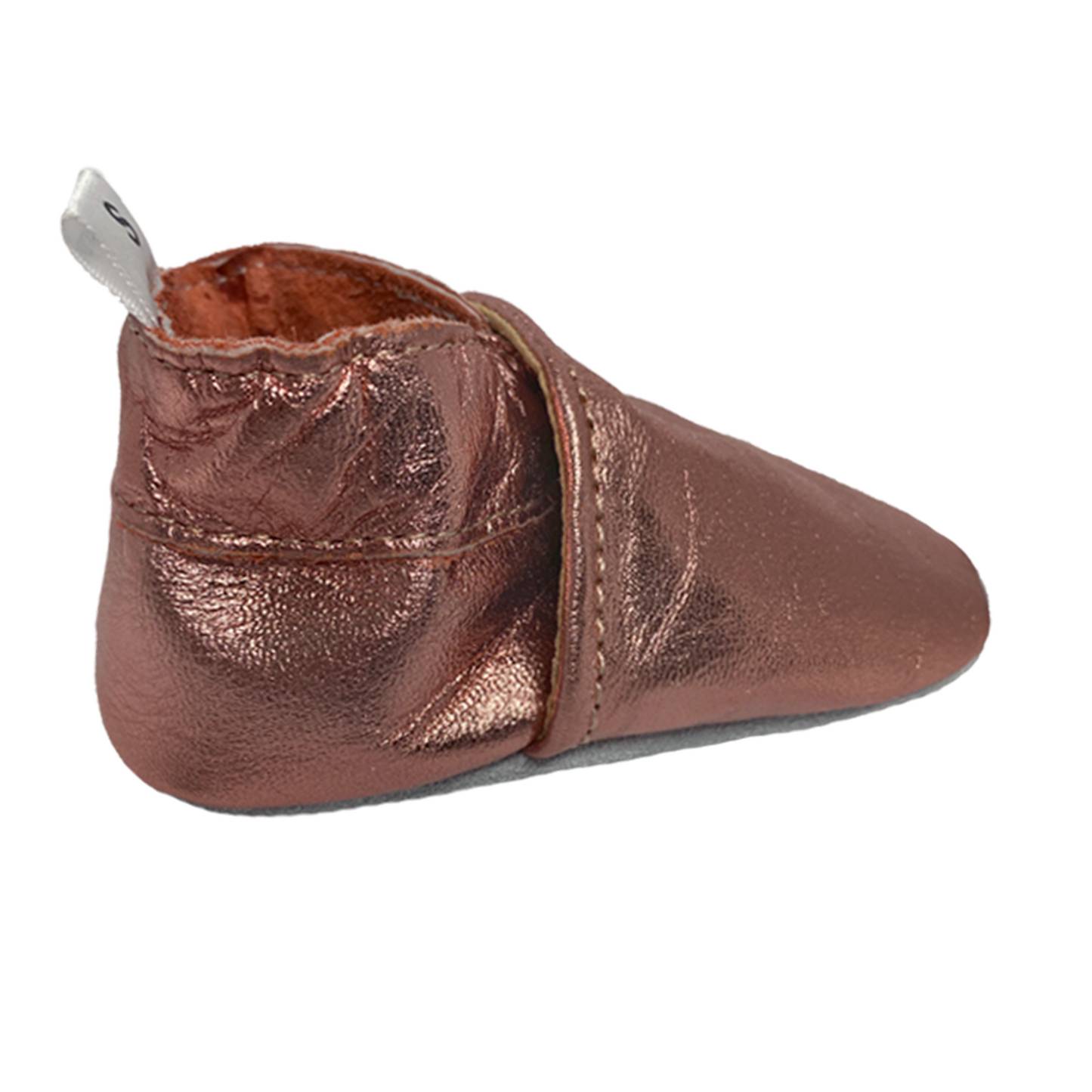 Babyslofjes van leer in rose gold kleur achterkant
