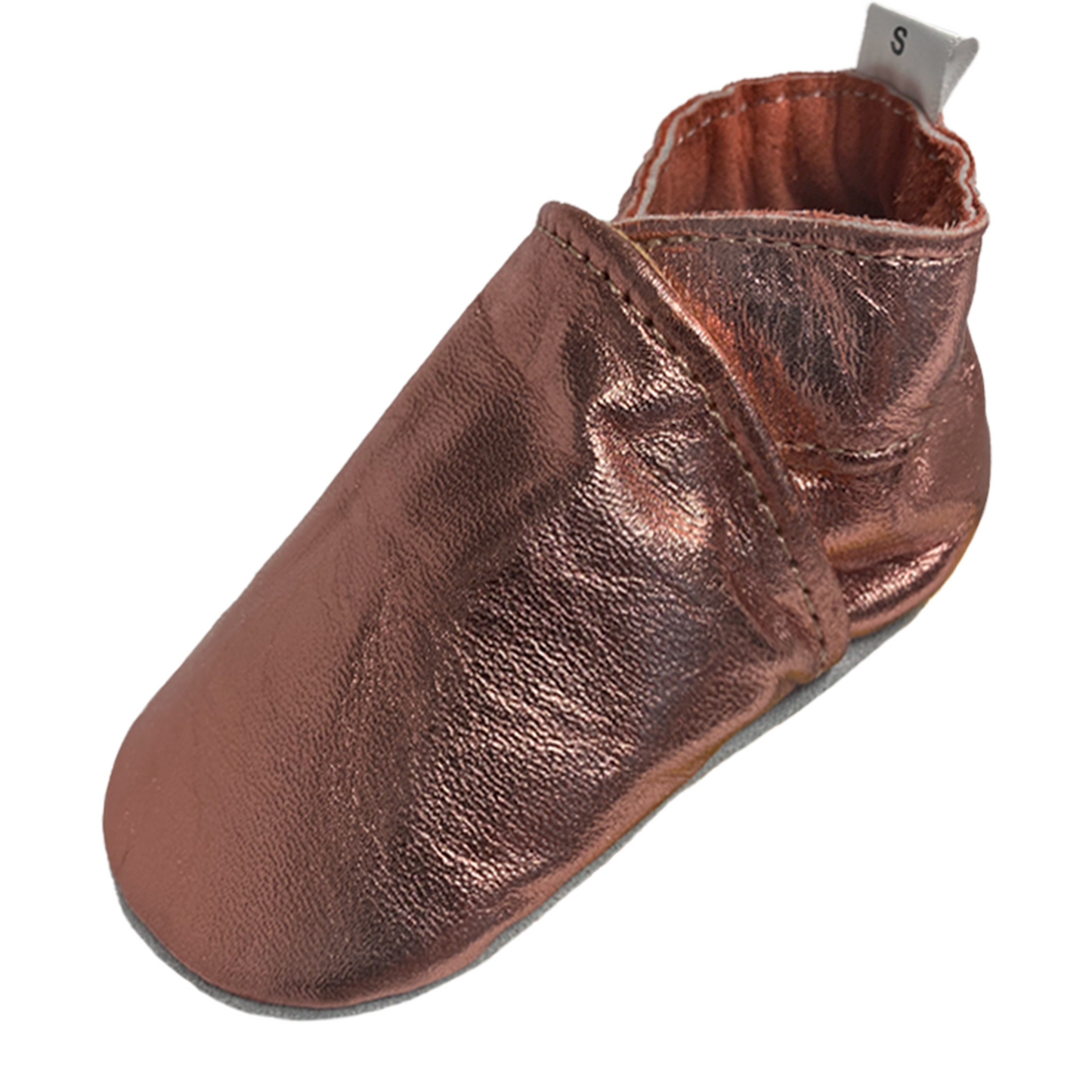 Babyslofjes van leer in rose gold kleur enkel voorkant