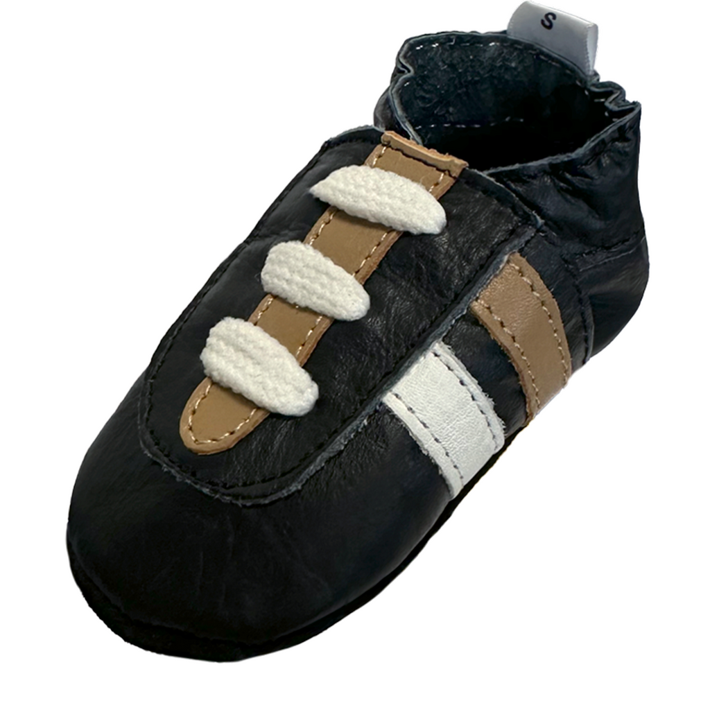 stoere babyslofjes trainer model zwart/wit/bruin enkel
