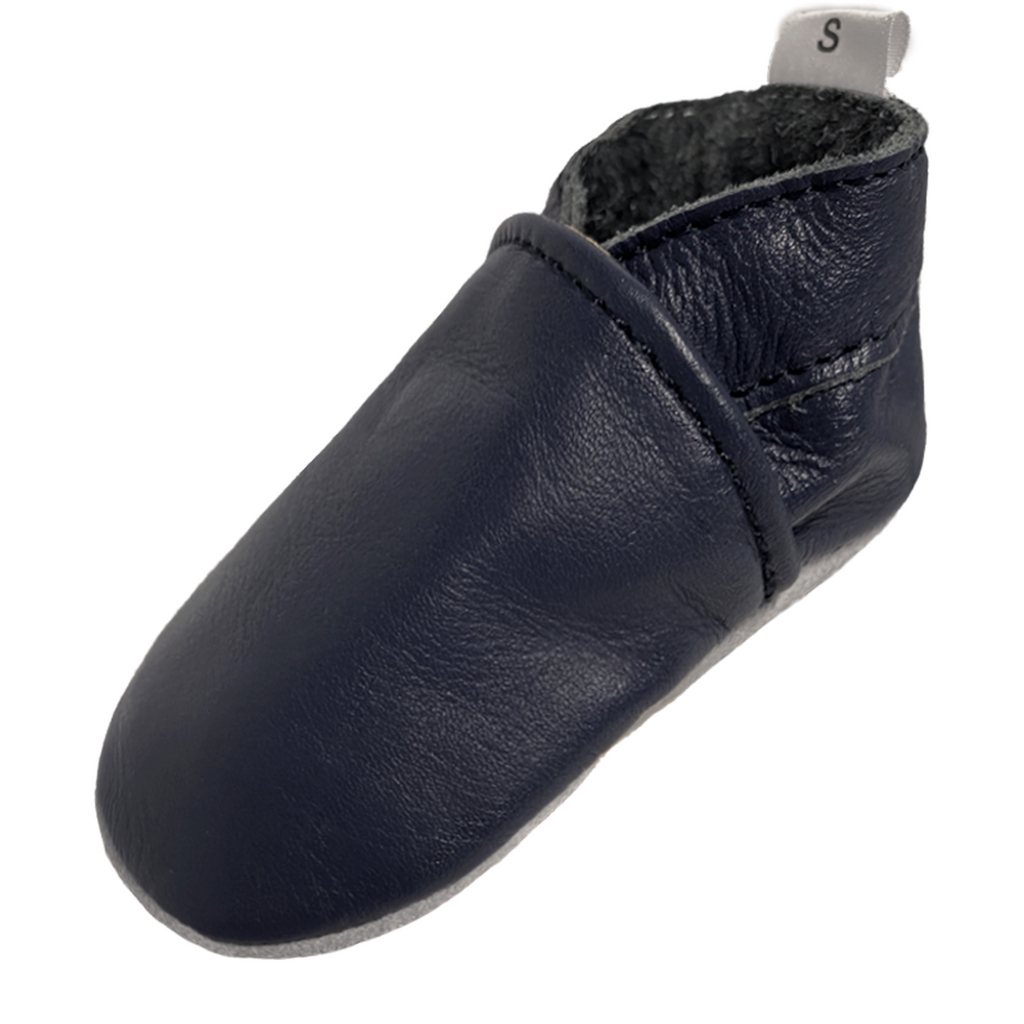 babyslofjes effen blauw enkel voorkant