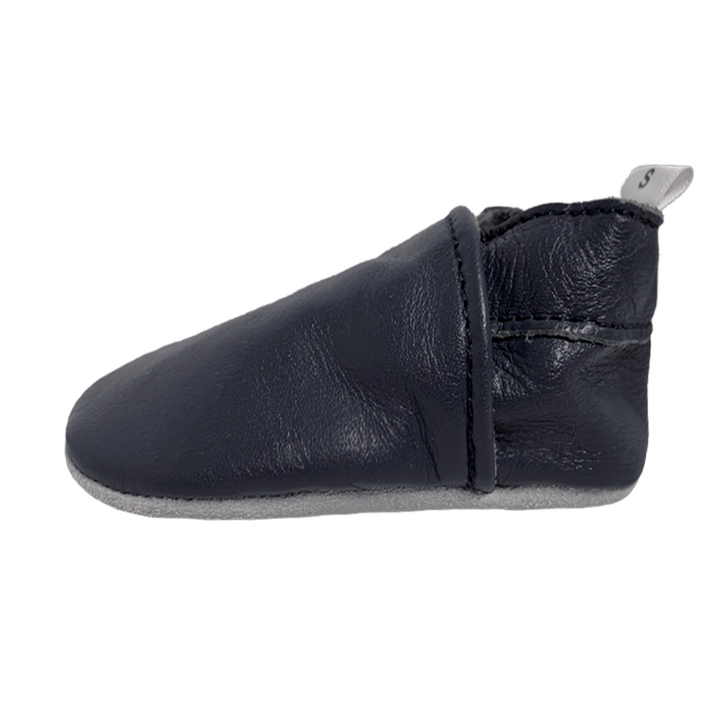 babyslofjes effen blauw zijkant