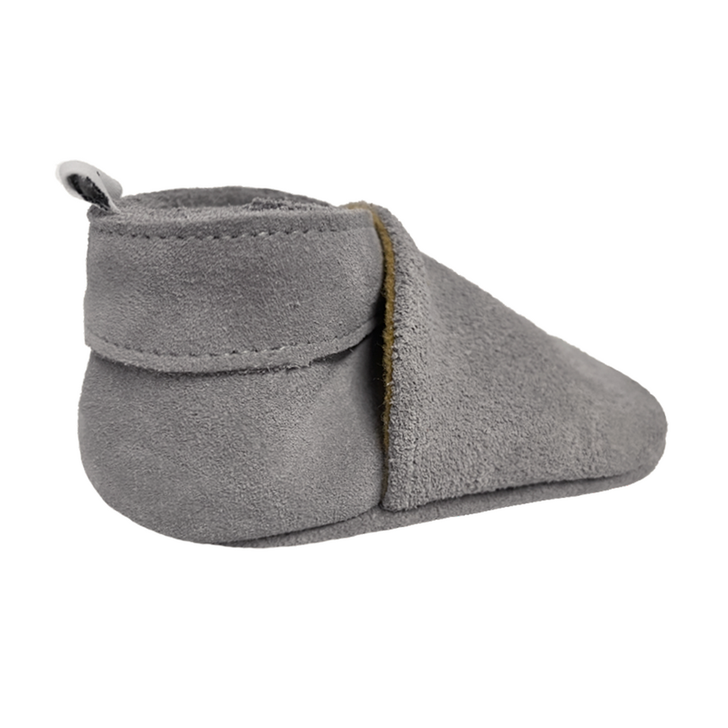 Babyslofjes effen grijs suede achterkant