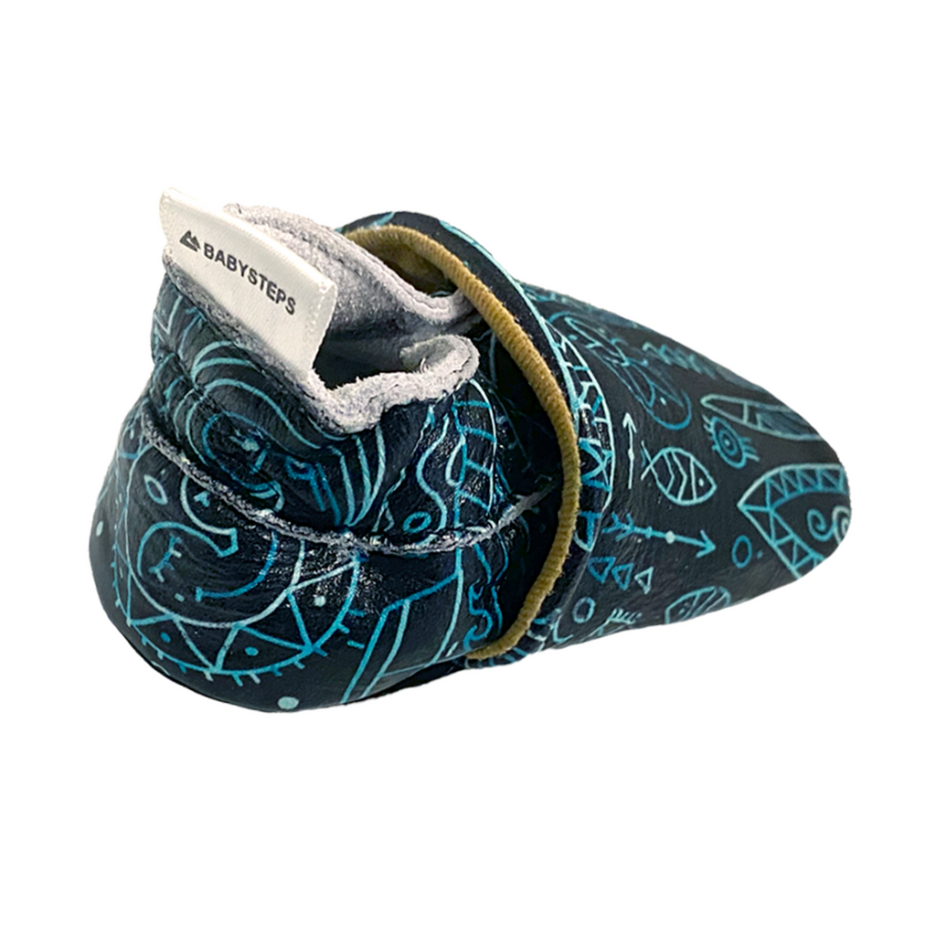 babyslofjes met surf print cartoon achterkant