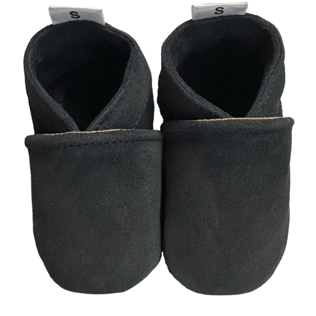 suede babyslofjes grafiet grijs