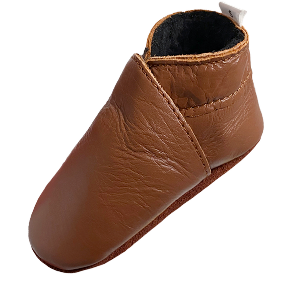 winterslofjes caramel bont gevoerd voorkant